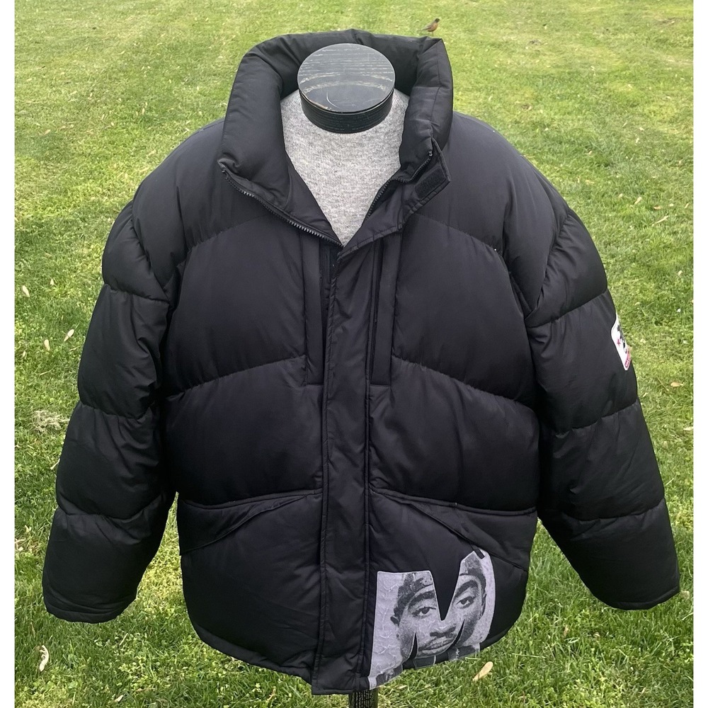 Makaveli Tupac Shakur Puffer Jacket XL Black Down Coat Hip Hop Streetwear Mens